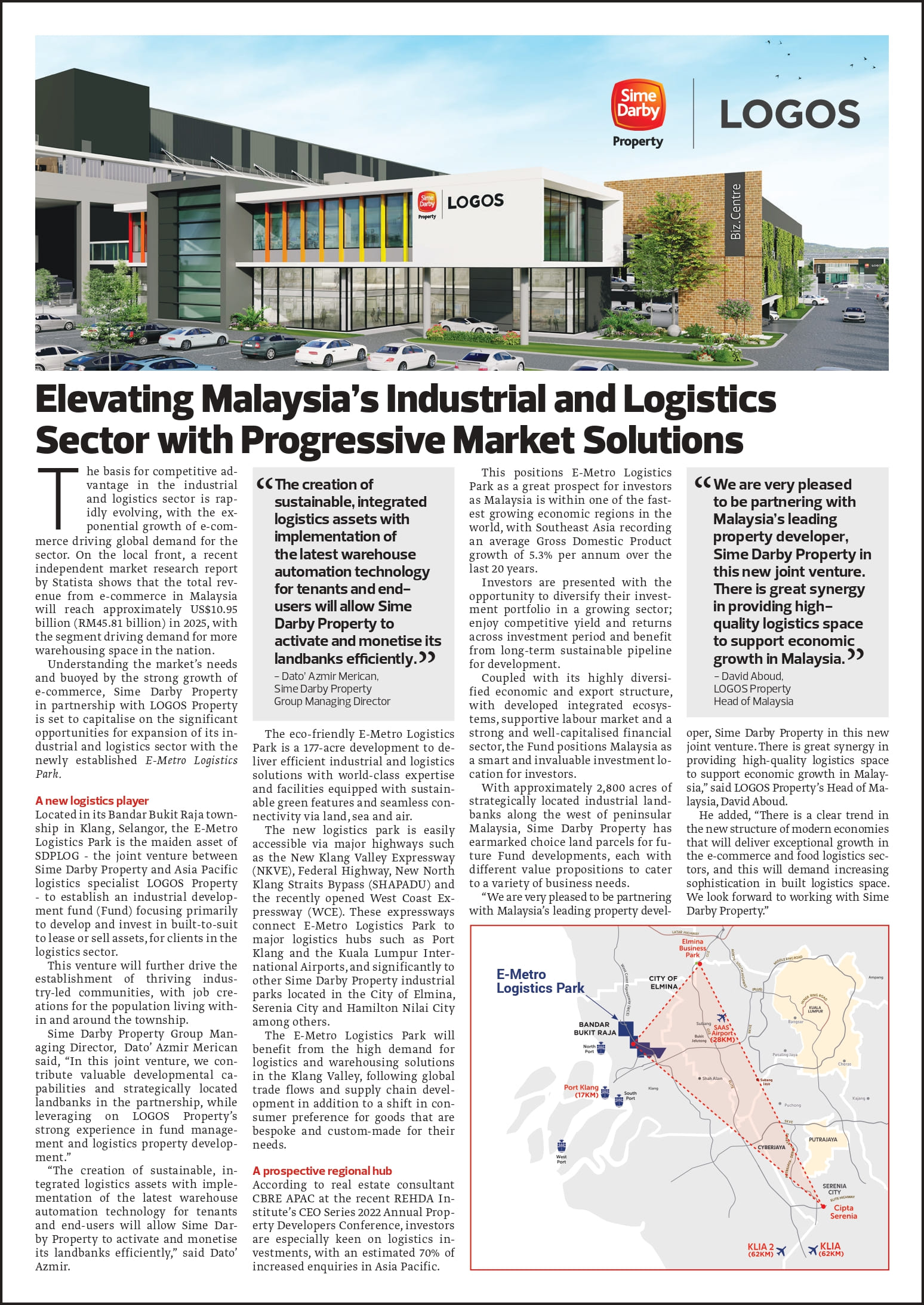 SDPLOG : E-METRO LOGISTICS PARK | Elevating Malaysia’s Industrial and ...